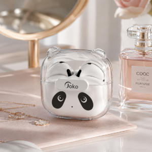 Konfulan pembe airpods bluetooth kulaklık beyaz hayvan figürlü