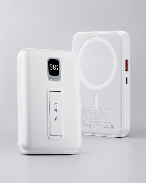 Yesido YP45 10000mAh MagSafe 20W PD Kablosuz Şarjlı Powerbank Beyaz
