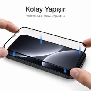 İphone 16 – Siyah Çerçeveli 3D HD Cam Ekran Koruyucu