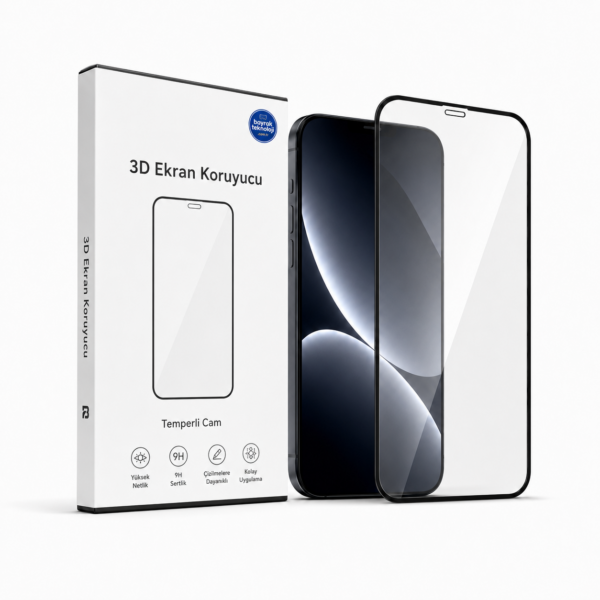 İphone 16 – Siyah Çerçeveli 3D HD Cam Ekran Koruyucu