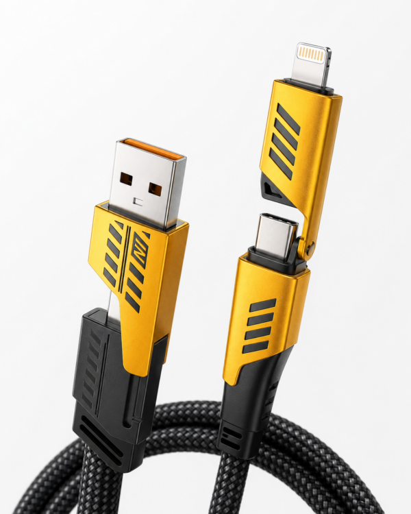 4in1 120W Şarj ve Data Kablosu USB-A Type-C Lightning